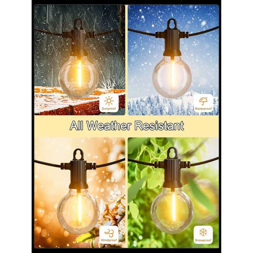 Outdoor String Lights Waterproof, 100FT LED Patio Lights with 50 Shatterproof...